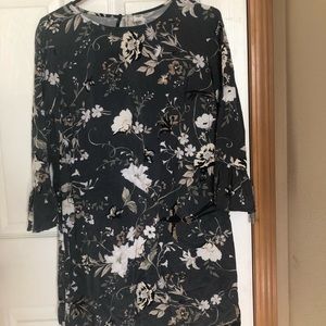 Old Navy Bell-Sleeve Bird Printed Mid-Length Dress